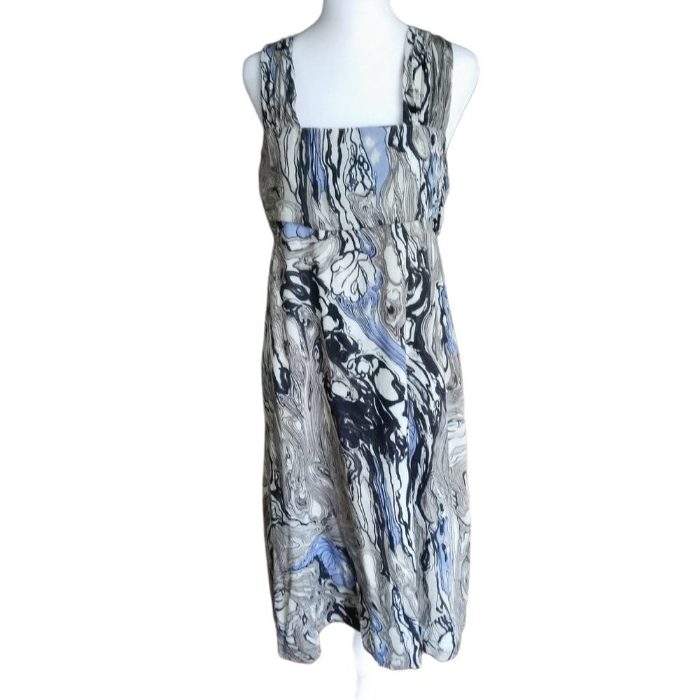 Isda & Co soft sleeveless lavender black marbleized look dress size M